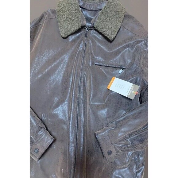 Ruff Hewn Men’s Vintage Inspired Bomber Aviator jacket Collared Brown Size Large - Picture 6 of 8